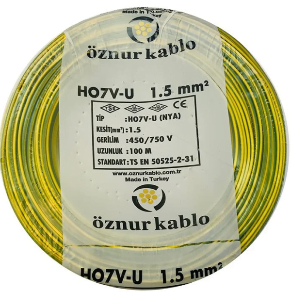 Öznur 1,5mm NYA Kablo(Sarı-Yeşil)
