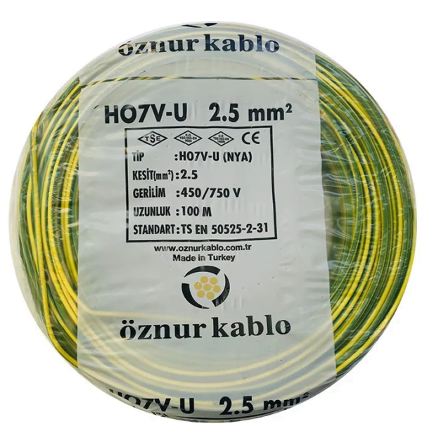 Öznur 2,5mm NYA Kablo(Sarı-Yeşil)